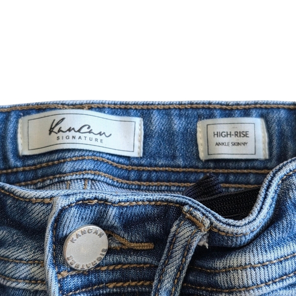 Kancan Distressed High Rise Ankle Skinny Jeans Fringe Bottom Hem Size Girls 12 - Picture 3 of 7